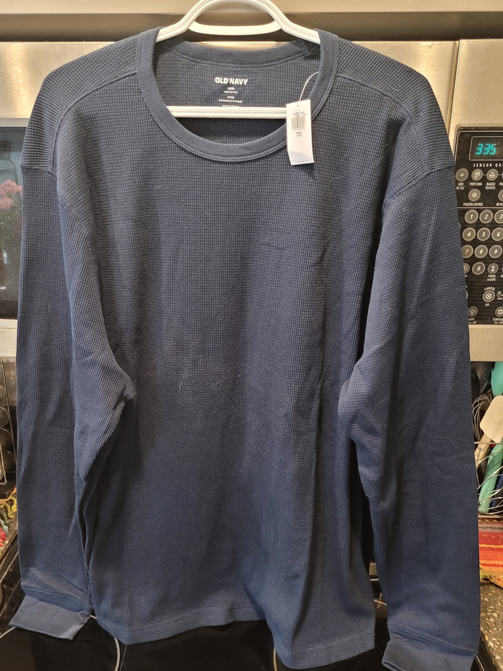Old Navy Men's Navy Blue Waffle Long-Sleeve Tee